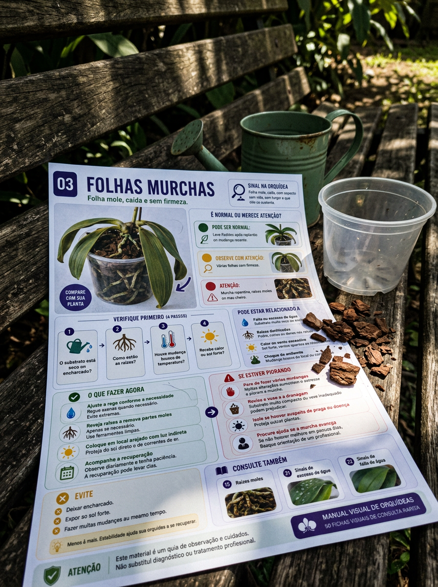 Ficha impressa em uma bancada de jardinagem